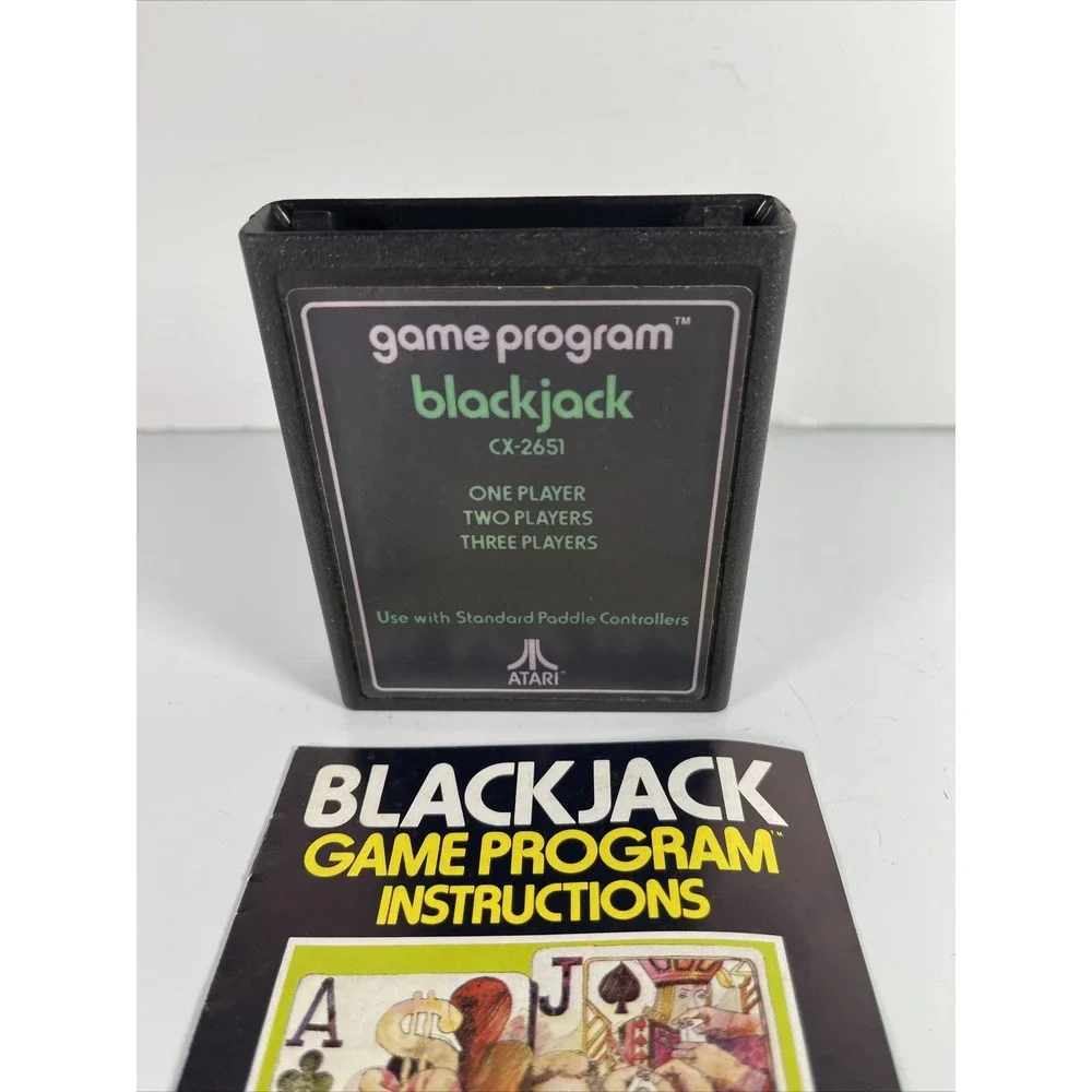 Vintage Atari 2600 Blackjack Video Game Cartridge And Manual RARE CX-2651